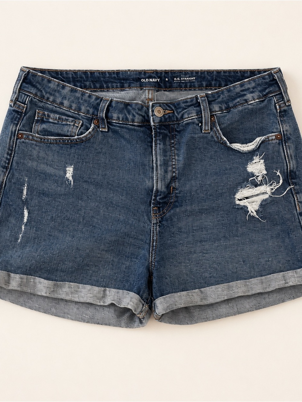 Old Navy Blue Distressed Rolled-Hem Jean Shorts